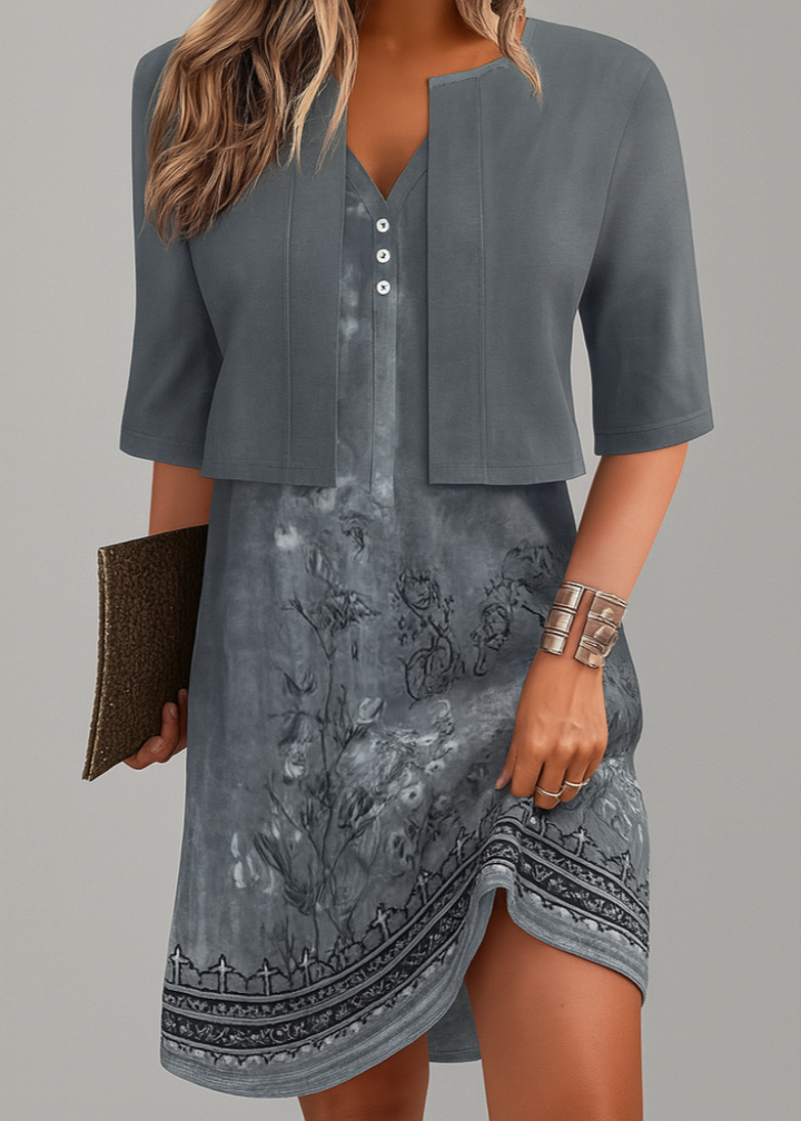 Stylish women's A-line long skirt & pullover top set. Elegant two-piece summer dress for comfort and fashion. Vacation ready.