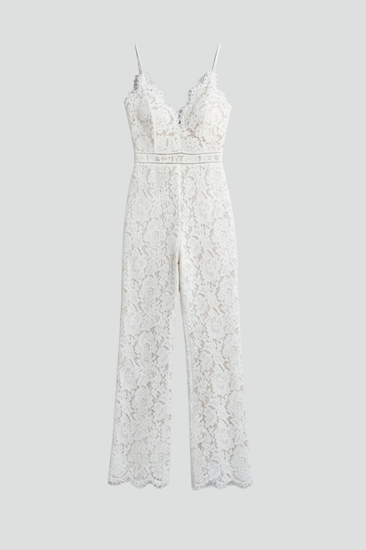 Elegant women's V-neck jumpsuit, sleeveless with straight legs, perfect for formal events & evening wear.