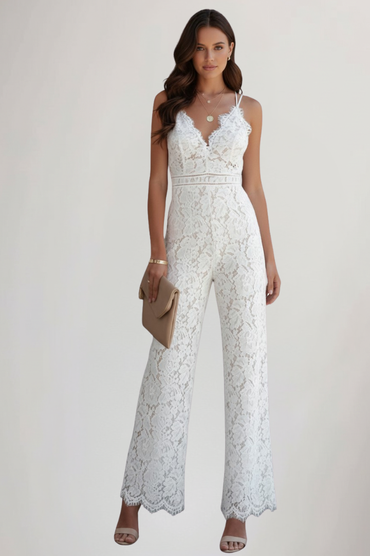 Sophisticated sleeveless V-neck jumpsuit for women, ideal for summer parties, evening, or formal occasions.