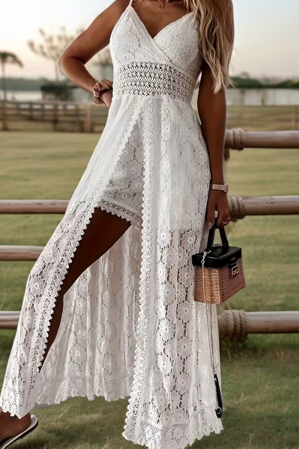 Elegant women's V-neck wide-leg jumpsuit for special occasions, parties, & formal evening events.