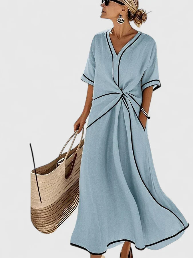 Comfortable women's striped summer dress, relaxed fit & lightweight. Versatile for casual wear, vacations & resorts.