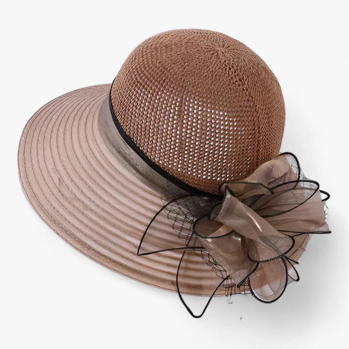 Stylish wide brim sun hat for women, offering excellent sun protection for summer events.