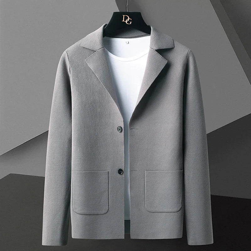 Chic women's wool knit blazer-style cardigan, offering both comfort and a polished look for women.