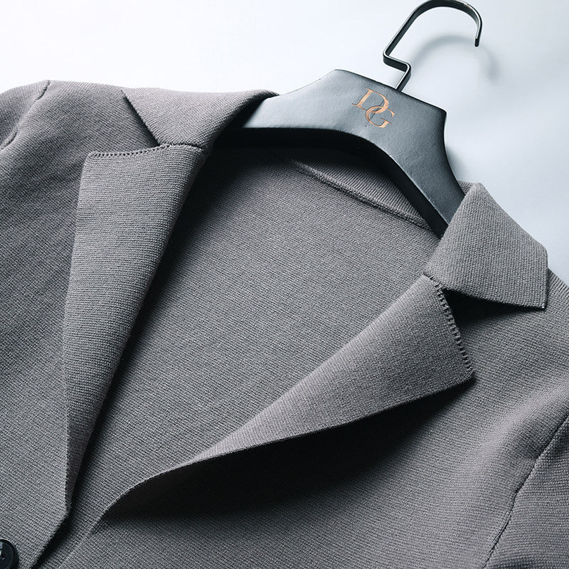 Sophisticated women's wool knit cardigan blazer, enhancing any outfit with its elegant and comfortable feel.