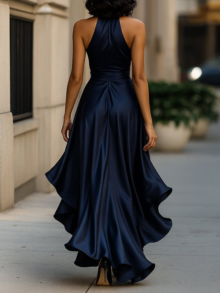 Graceful women's wrap dress, a V-neck maxi ideal for sophisticated evening parties & special occasions.