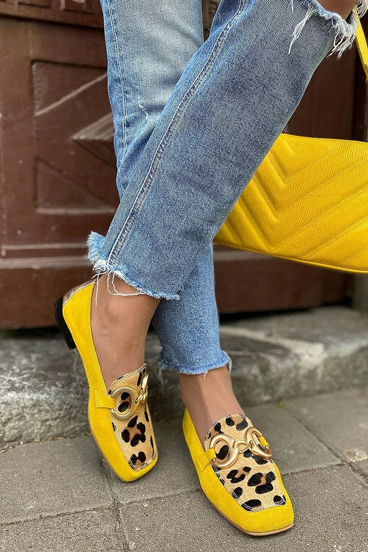 Bright yellow women's slip-on penny toe loafers, versatile elegant flats for casual spring outfits or office.