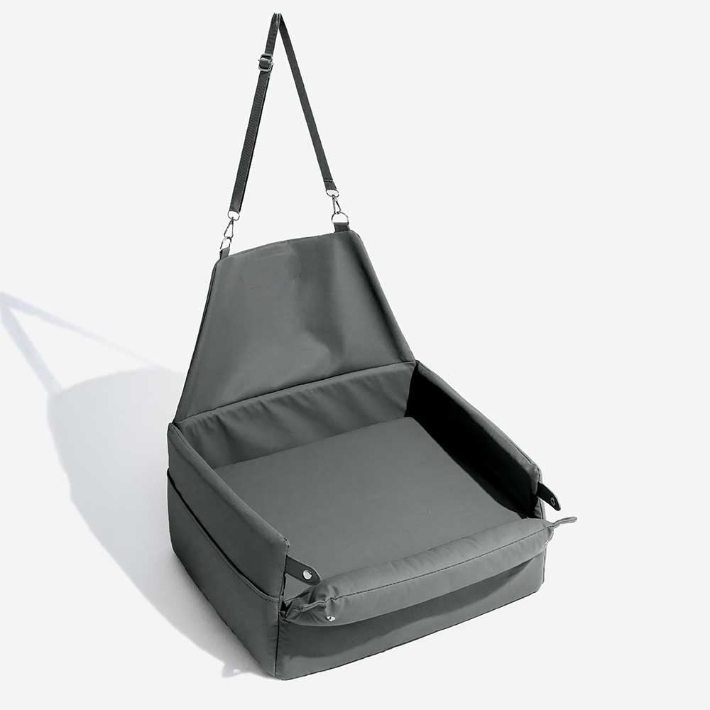 New4 faux leather dog booster car seat for small dogs, providing an elevated, safe, and portable pet travel solution.