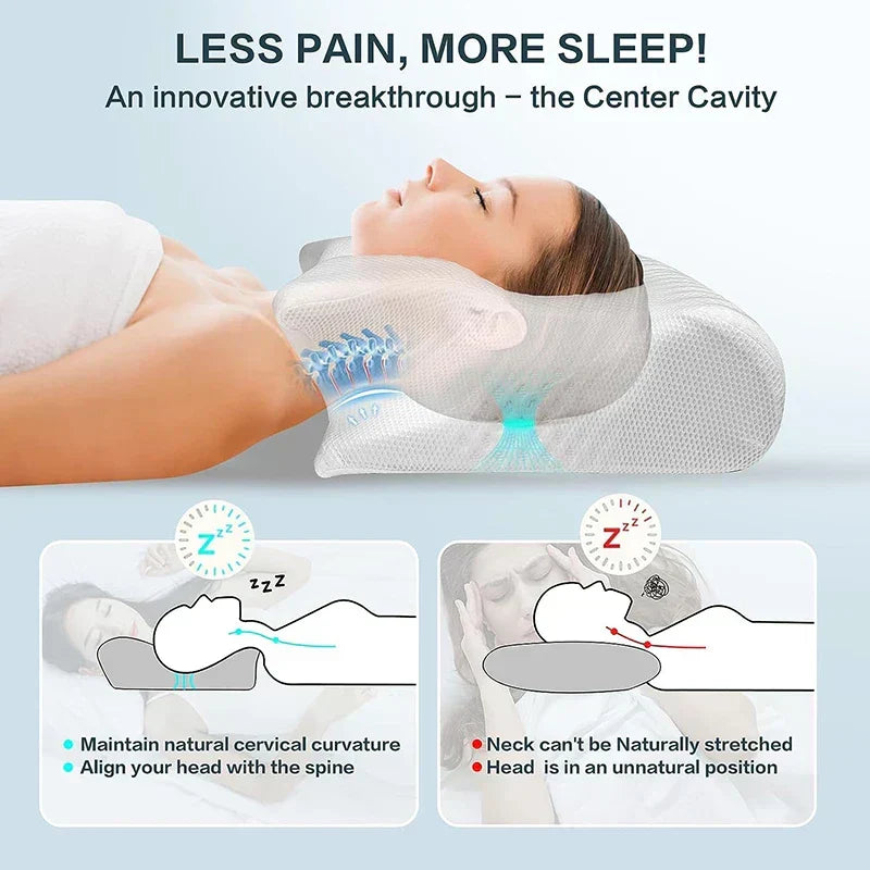 Health & wellness ergonomic cervical pillow with memory foam for ultimate neck & back support, a true sleep aid.