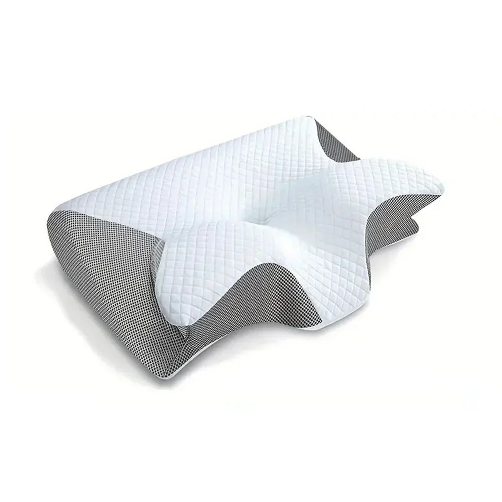 Deep sleep aid orthopedic memory foam cervical pillow for comprehensive neck, back, & spine support. Pain relief.