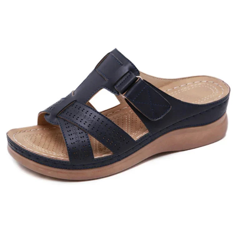 Full view of women's comfort orthopedic sandals with premium arch support for walking.