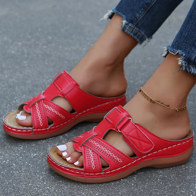 Top view of stylish women's comfort sandals, ideal for summer and casual wear.