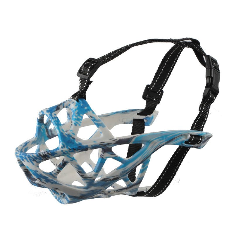 Demonstrating how to easily fit the gentle, breathable dog muzzle for secure pet safety.