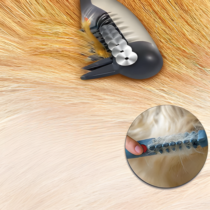 Premium fur detangler grooming tool for pet care, ensures a smooth & pain-free experience for dogs & cats.