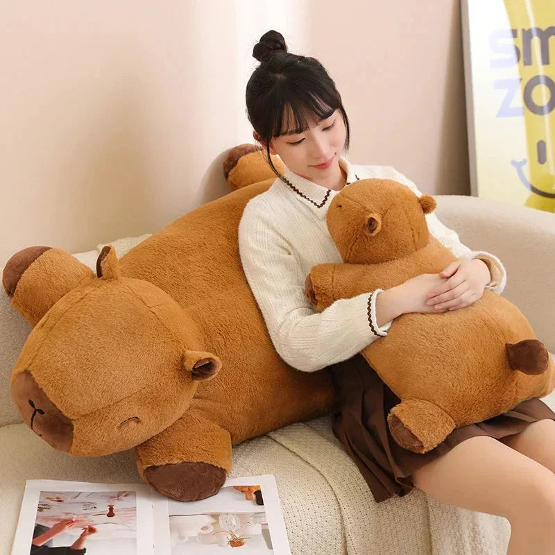 Soft giant capybara plush for adults & kids. Best cuddle buddy & unique animal gift idea.