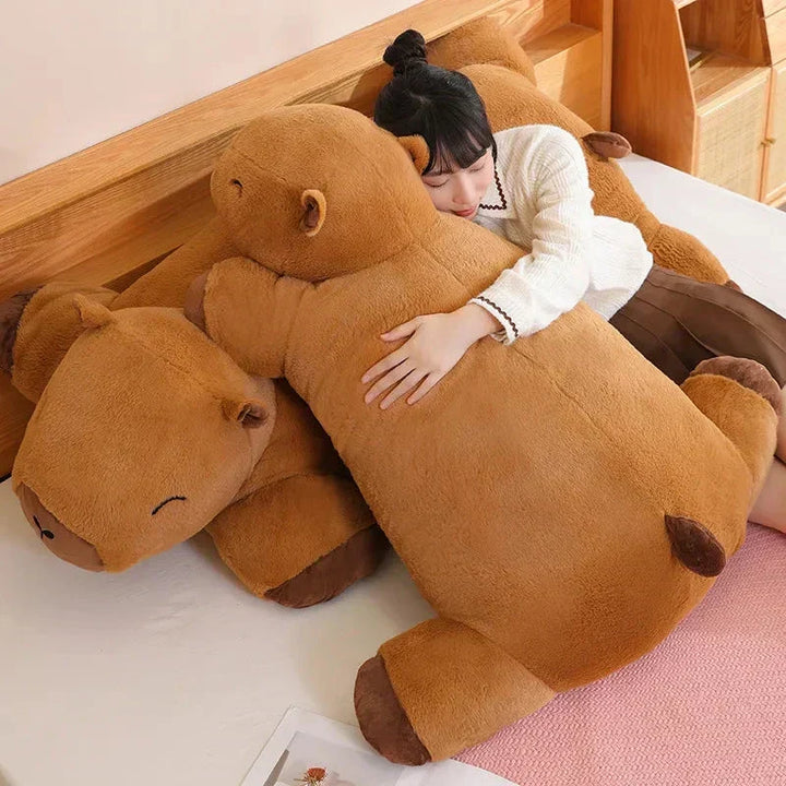 Big capybara plush for anxiety relief. A soft, large animal toy, great unique gift for adults.
