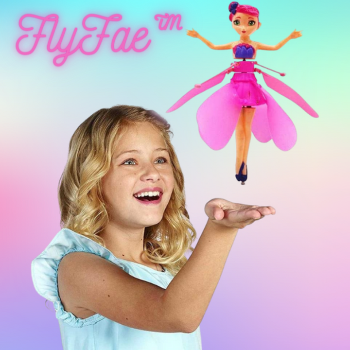 Girls' flying interactive princess toy with LED lights, controlled by hand sensor for magical play.