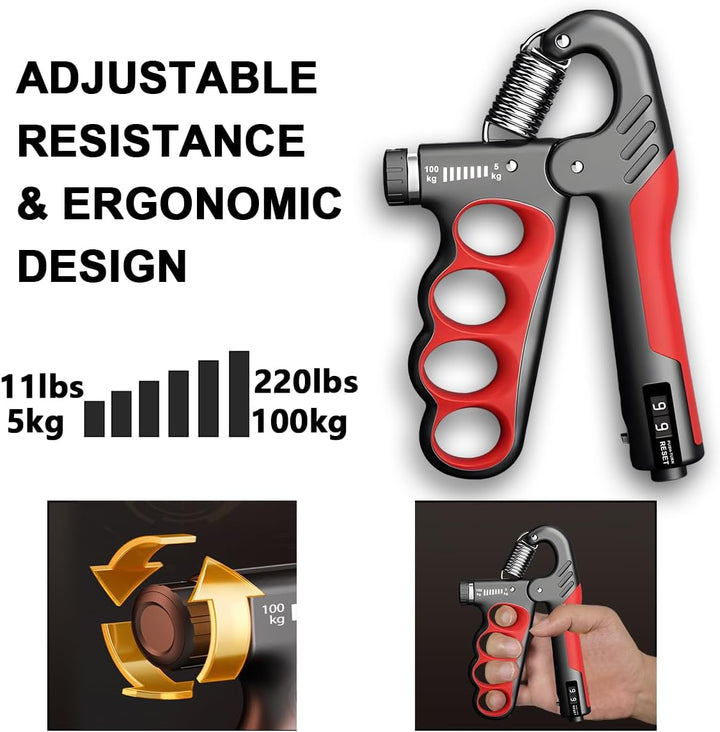 Physical therapy & rehabilitation forearm exerciser with adjustable grip strength.