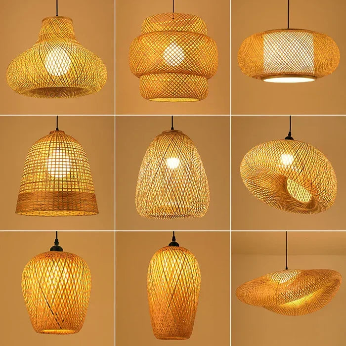 Beautiful handmade rattan pendant light, a woven fixture perfect for natural decor, bohemian, and organic styles.