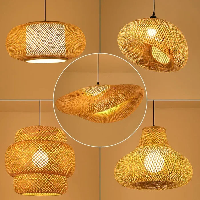 Elegant handwoven rattan pendant light, bringing an organic style and natural lighting to any home.