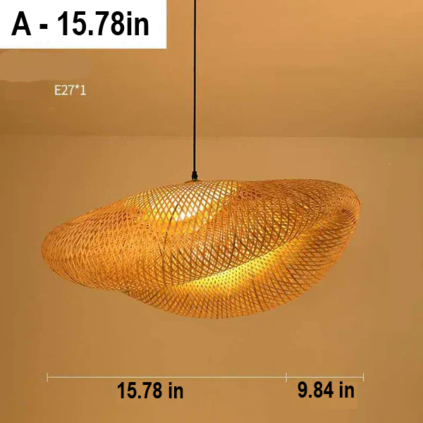 Bohemian handwoven rattan pendant light, a rustic ceiling lamp and woven fixture for natural home decor.