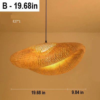 Unique handwoven rattan pendant light, a handmade natural lighting fixture, perfect for organic home decor.