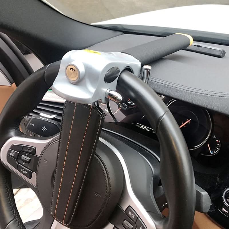 Unisex heavy-duty anti-theft car steering wheel lock for universal vehicle security. Adjustable auto safety device.