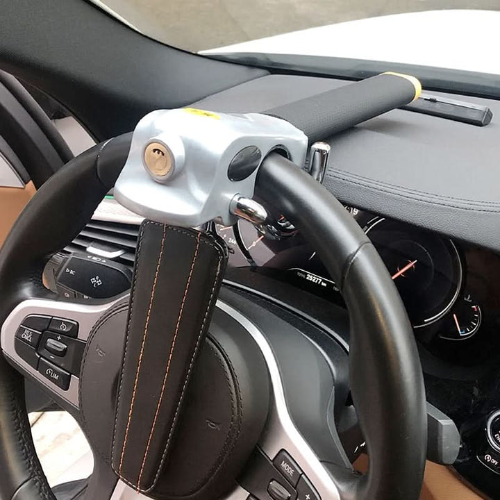 Unisex heavy-duty anti-theft car steering wheel lock for universal vehicle security. Adjustable auto safety device.