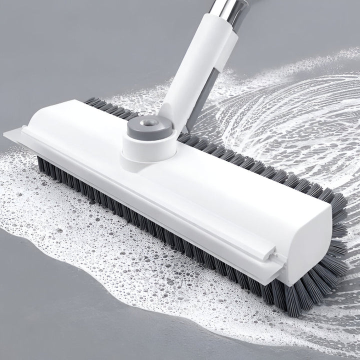 Heavy-duty floor scrub brush with long handle for deep cleaning tiles, grout, bathroom, and kitchen floors.