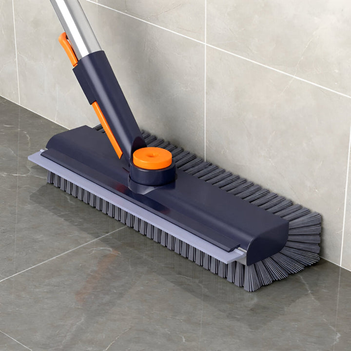 Manual heavy-duty scrub brush with long handle for effective deep cleaning of all home floors, including tile and grout.