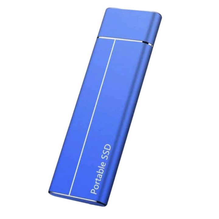 Compact aluminum alloy portable SSD. 64GB external storage with USB 3.0 & Type-C for fast data transfer.