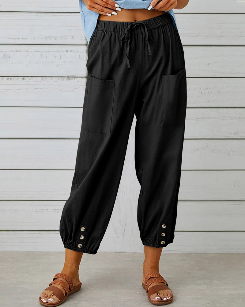 Trendy high-waisted wide-leg women's pants, a perfect addition to your spring & summer fashion wardrobe. Versatile.