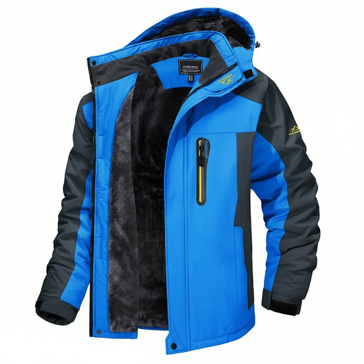 Men's hooded winter jacket, weatherproof and stylish. Essential outerwear for cold weather and outdoor fashion.