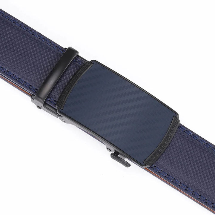Men's genuine leather belt with a modern automatic slide buckle for a comfortable, precise fit.