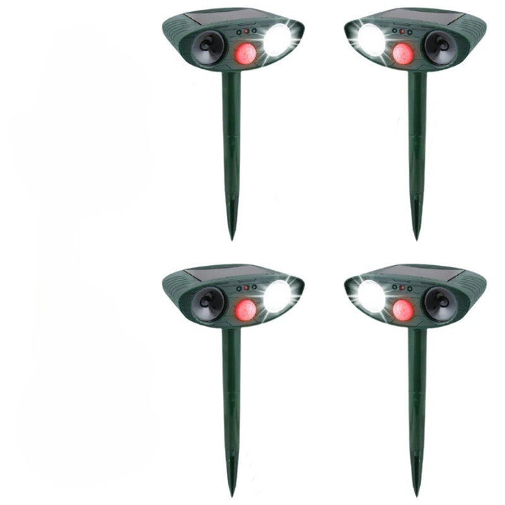 Solar-powered outdoor ultrasonic deer repeller, a humane animal deterrent for garden and yard protection.