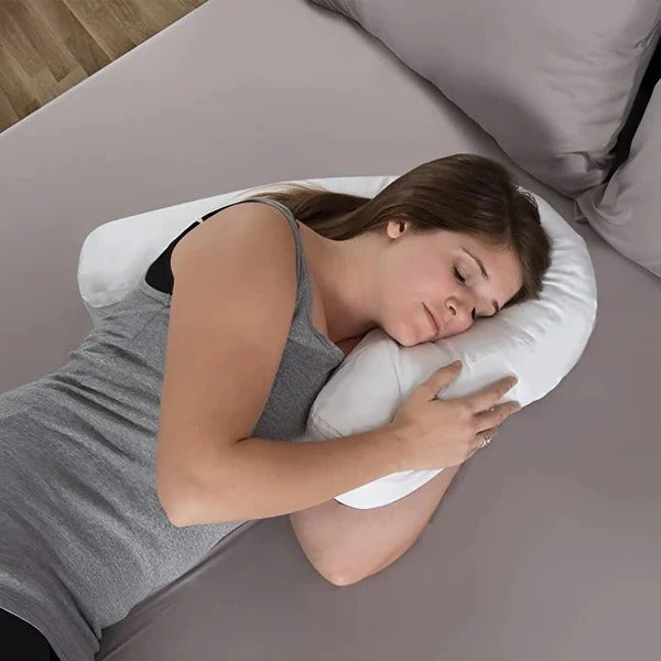Ergonomic side sleeper pillow with ear hole for pressure relief, offering superior comfort & neck support. Memory foam.