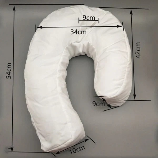 Pressure-relieving side sleeper pillow with ear hole, providing comfort & neck support for improved sleep quality.