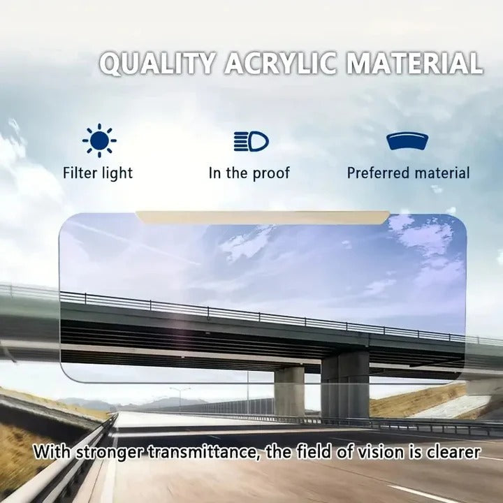Adjustable car sun visor extender, polarized glare blocker for day & night driving safety & UV protection.