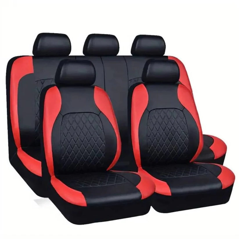 Universal waterproof PU leather 5-seat car seat covers for SUVs & trucks.