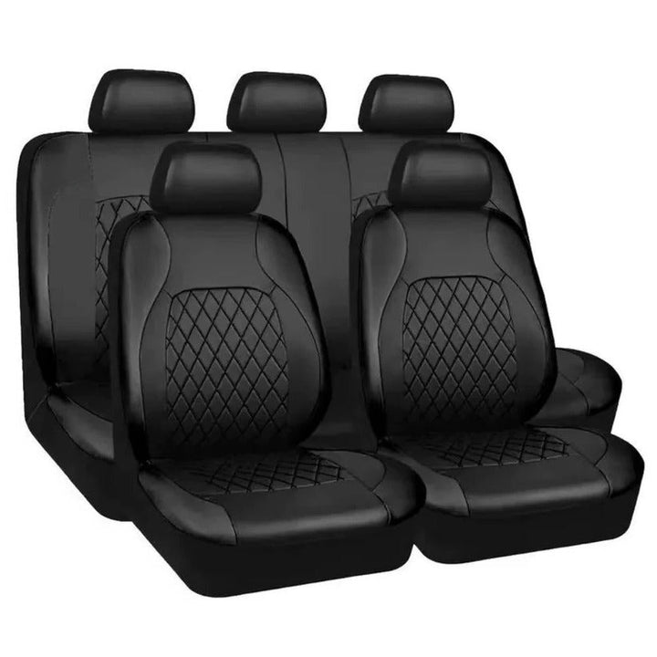 Durable PU leather 5-seat car seat covers, universal fit for SUV & truck interior protection.