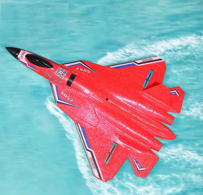 SU35 Electric RC fighter jet plane with 2.4GHz remote control & bright LED lights for thrilling outdoor flights.