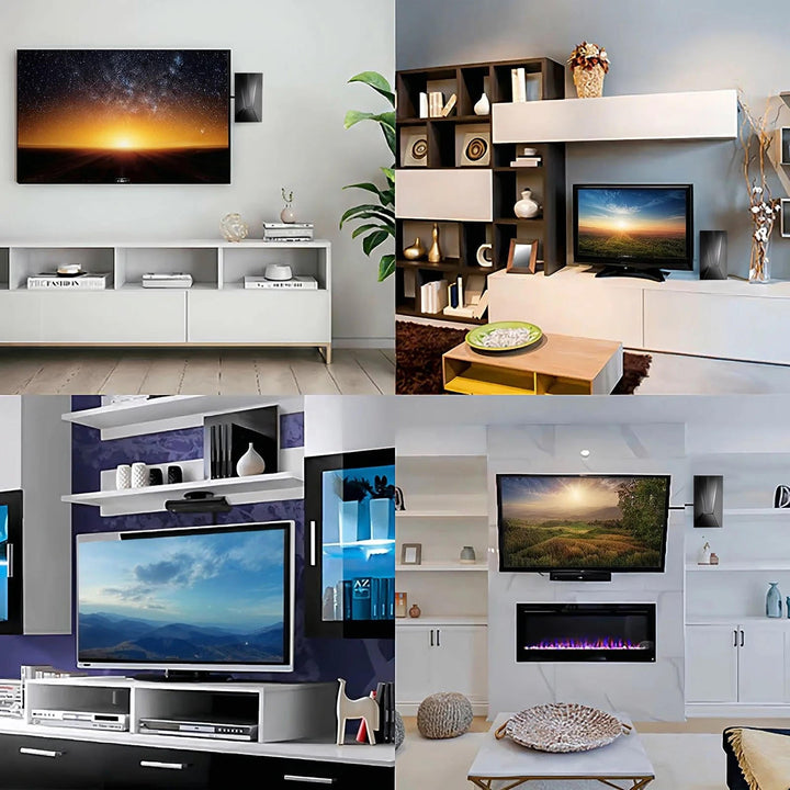 Indoor HDTV antenna, sleek design, 360-mile range, signal booster, multi-directional, enhances TV reception, tech gadget.