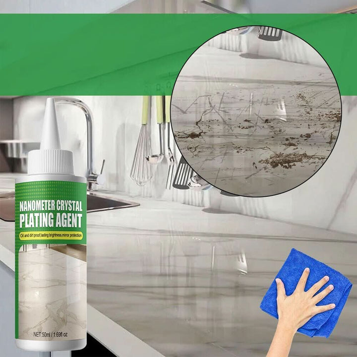 High-gloss stone coating for kitchen & bathroom surfaces. Instant shine & protection for marble, granite & more.
