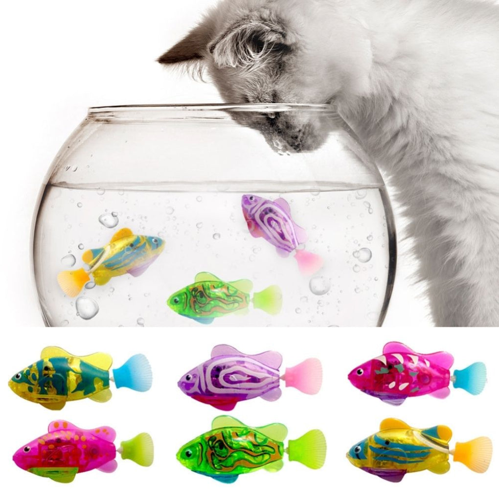 Interactive cat toy with realistic swimming fish motion and LED lights, perfect for feline enrichment & exercise.