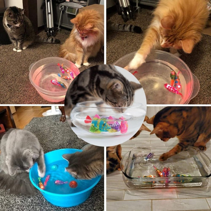 Vibrant electric swimming fish cat toy for mental stimulation and water play, keeps kittens active & engaged.