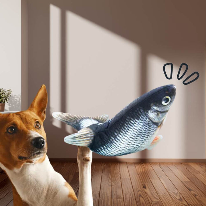 Interactive flopping fish dog toy for active play, keeping pets entertained and enriched. Rechargeable for endless fun.