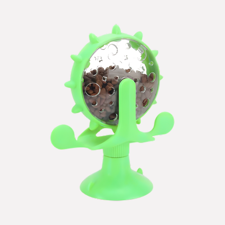 Pet slow feeder windmill for dogs & cats. Interactive puzzle toy for mental engagement, enrichment & regulated feeding.