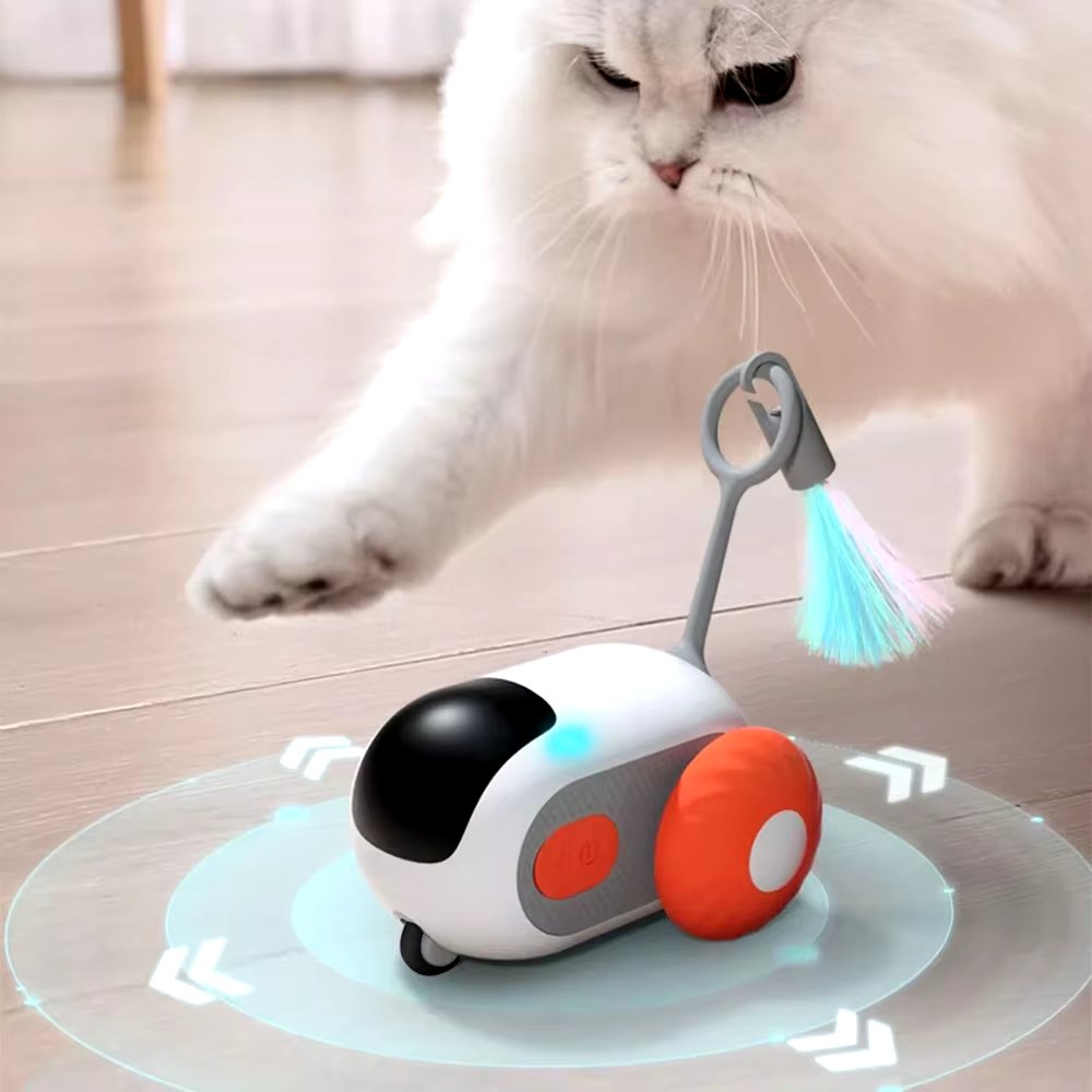 Rechargeable TurboChase automatic cat toy. Encourages active chase play, perfect for indoor feline fun & exercise.