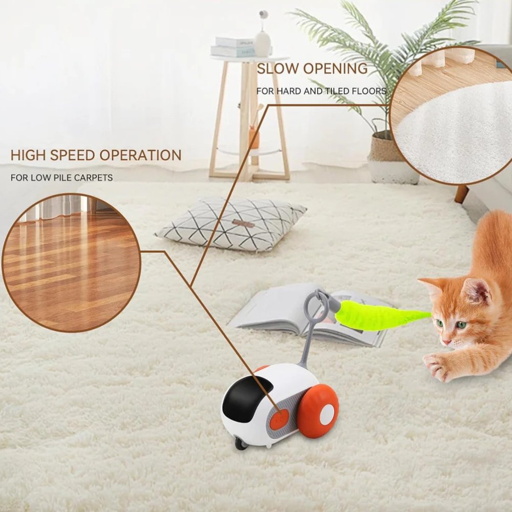 TurboChase automatic interactive cat toy. Designed for engaging indoor chase play, keeping pets active and entertained.