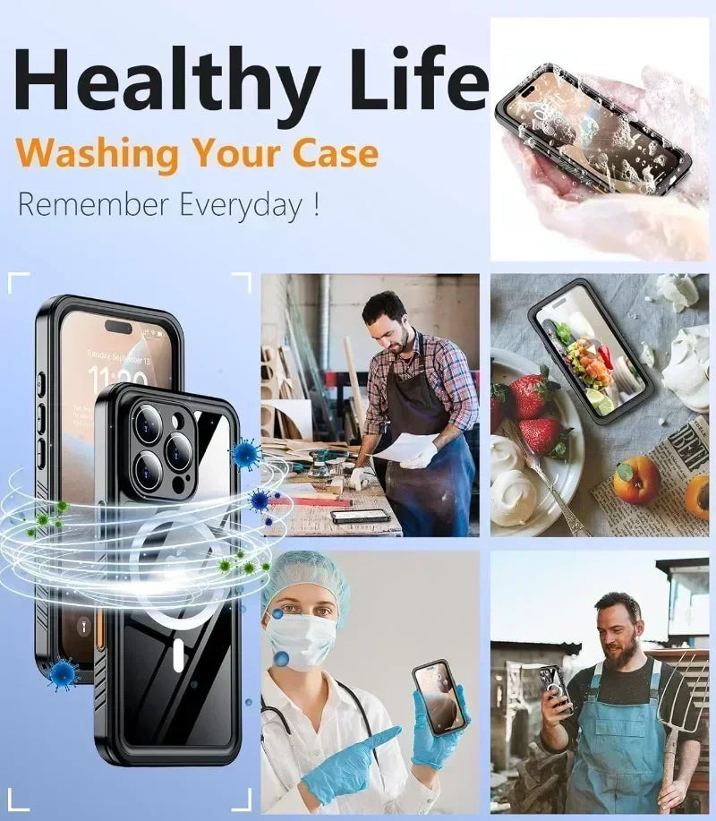 Ultimate protective full-body iPhone cover, magnetic, shockproof & IP68 waterproof for any adventure. Don't miss 1+1 FREE.