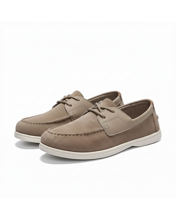 Khaki suede slip-on shoes for men, urban comfort style, perfect for everyday wear